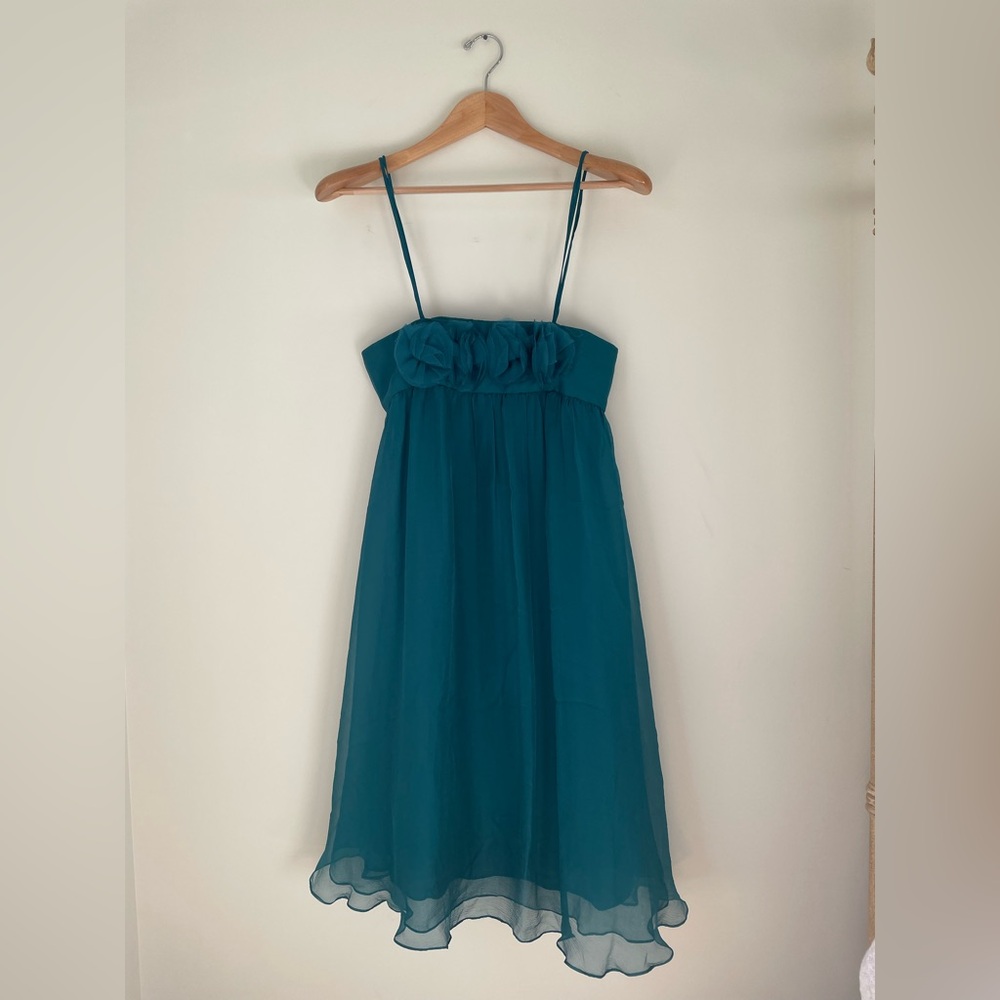 Amsale Turquoise Silk Dress